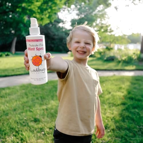 Ladibugs Läusebefall Vorbeugung Minzspray 8 oz | Natürliche Inhaltsstoffe | Hochwirksame Läusebehandlung für den täglichen Gebrauch