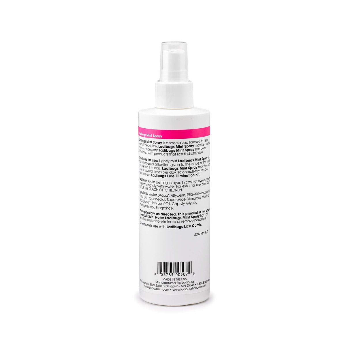 Ladibugs Läusebefall Vorbeugung Minzspray 8 oz | Natürliche Inhaltsstoffe | Hochwirksame Läusebehandlung für den täglichen Gebrauch
