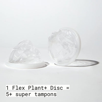 Flex Plant Plus Disc | Nachhaltige Menstruationsscheibe aus Pflanzenpolymeren | Alternative zu Tampons und Menstruationstassen | Kapazität von 5 Super-Tampons | 12 Stück