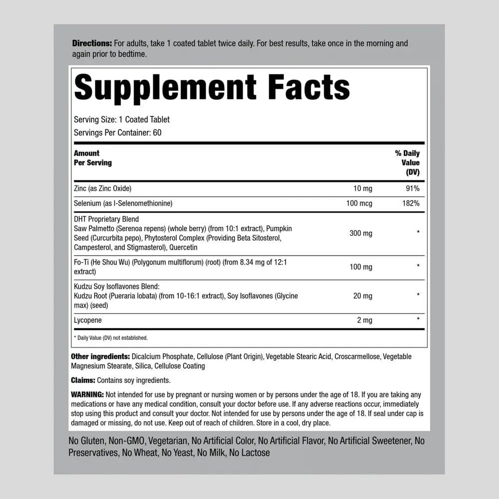 Piping Rock DHT Advanced Hair Formula | 60 Tabletten | für Männer und Frauen | Non-GMO, glutenfreies Nahrungsergänzungsmittel