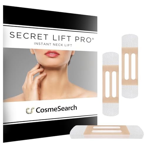 Secret Lift Pro - 12 Instant Neck Lift Tapes und Bänder - Vormontierte Jaw Jowl Neck Lift Tapes - Medizinische Qualität, hypoallergen - Strafft und hebt erschlaffte Haut