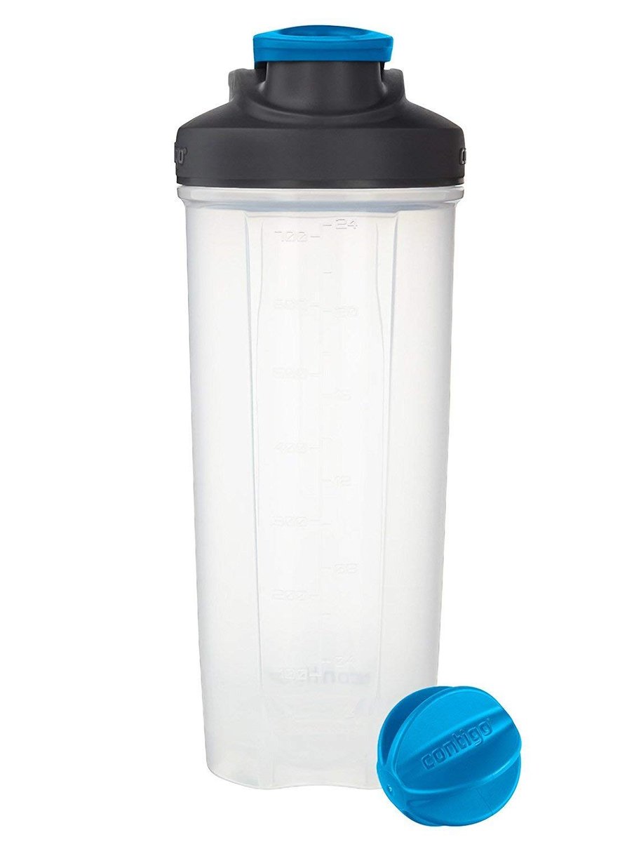 Contigo Shake & Go Fit Shaker Flasche, 28 oz, Carolina Blau, Schnappdeckel