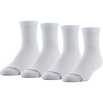 MediPeds Quarter Socken mit nicht einschnürendem Bund und Polsterung, Weiß (4 Paar), Schuhgröße: Herren 7-12; Damen 10-13