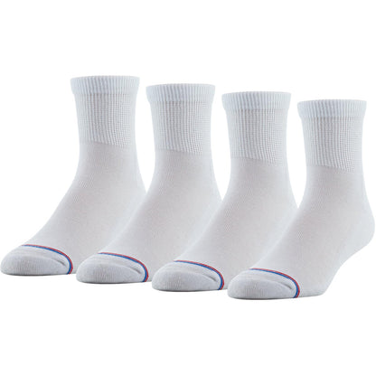 MediPeds Quarter Socken mit nicht einschnürendem Bund und Polsterung, Weiß (4 Paar), Schuhgröße: Herren 7-12; Damen 10-13