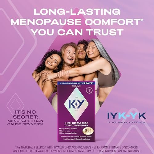 K-Y Liquibeads Vaginaler Feuchtigkeitsspender für Frauen, Silikon-Lubrikant-Zäpfchen, Gleitmittel zur Linderung von Schmerzen durch Trockenheit, 6 Zäpfchen & 6 Applikatoren