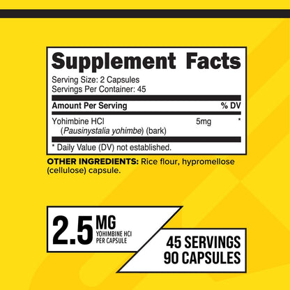 Primaforce Yohimbin HCl 2,5 mg, 90 Kapseln – GVO-freies und glutenfreies Nahrungsergänzungsmittel