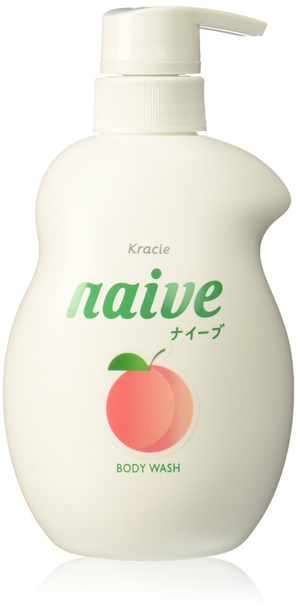 KRACIE Naive Body Pump Soap Pfirsich 17,9 Unzen – Sanfte Reinigung mit pfirsichfrischem Duft