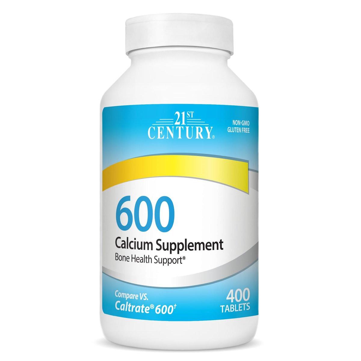 21st Century Calcium 600 mg Supplement – 400 Tabletten, Vegan-freundlich, Nicht-GVO & Glutenfrei, Knochenstärkung für Männer & Frauen