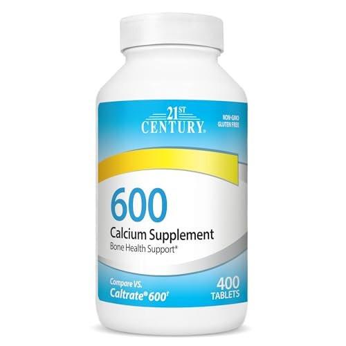 21st Century Calcium 600 mg Supplement – 400 Tabletten, Vegan-freundlich, Nicht-GVO & Glutenfrei, Knochenstärkung für Männer & Frauen