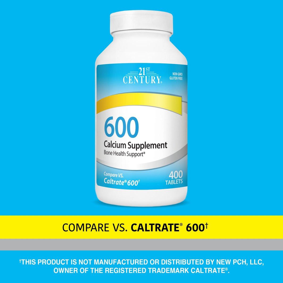 21st Century Calcium 600 mg Supplement – 400 Tabletten, Vegan-freundlich, Nicht-GVO & Glutenfrei, Knochenstärkung für Männer & Frauen
