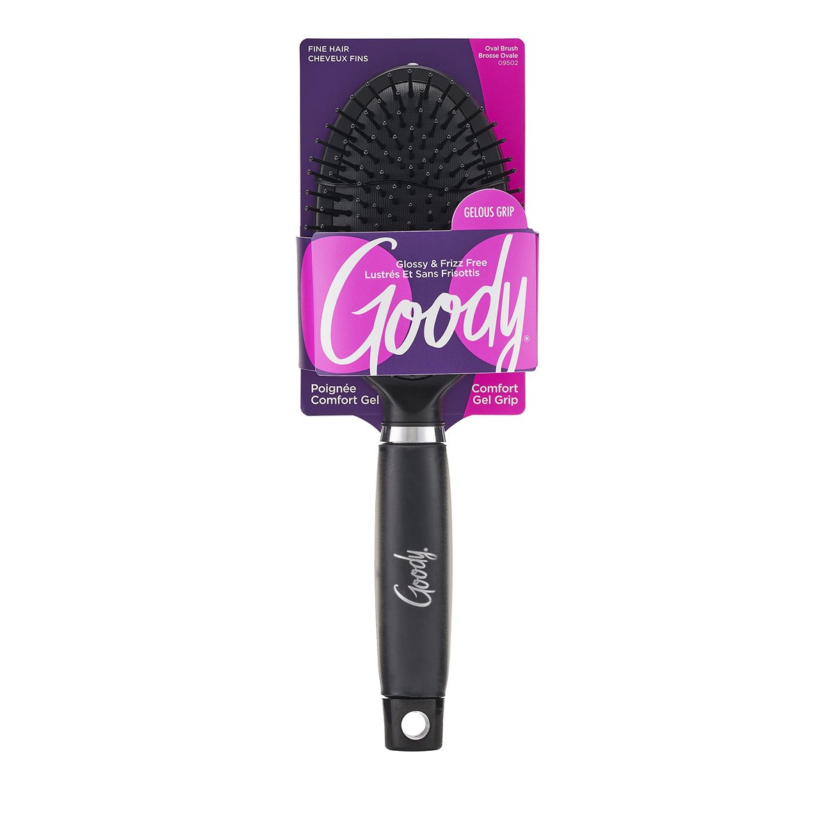 GOODY Ovale Haarbürste mit Gelous Grip – Für alle Haartypen – Ionenbeschichtete Borsten für frizzfreies und glänzendes Styling – Schmerzfreies Haar-Accessoire für Damen, Herren, Jungen und Mädchen
