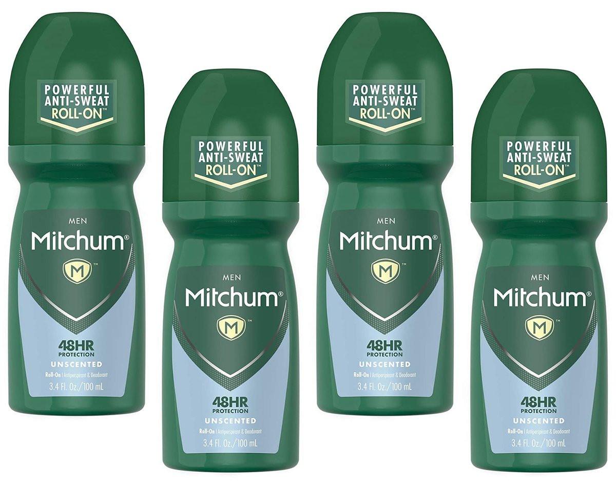 Mitchum Unscented Anti-Transpirant & Deodorant Roll-On, 4er-Pack mit 100 ml pro Flasche