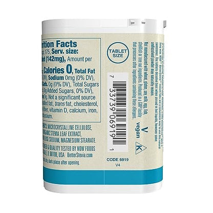NOW Foods Better Stevia Instant Tabs, Kalorienfreier Süßstoff, zertifiziert nicht genetisch verändert, glutenfrei, 175 Tabletten