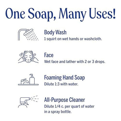 Dr. Bronner's Magic Soap Pure-Castile Flüssigseife Rose – 946 ml – Regenerativ zertifizierte Öle, 18-in-1 Anwendungen: Gesicht, Körper, Haare, Wäsche, Haustiere & Geschirr – Konzentriert, Vegan, Nicht-GVO