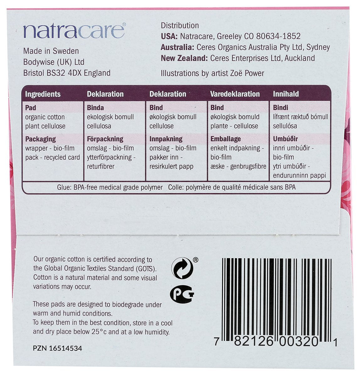Natracare Ultra Extra Binden mit Flügeln, lang, einzeln verpackt, aus zertifizierter Bio-Baumwolle, ökologisch zertifiziertem Zellulose-Zellstoff und Pflanzenstärke (1 Packung, 8 Binden insgesamt)