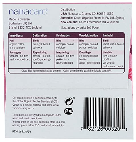 Natracare Ultra Extra Binden mit Flügeln, lang, einzeln verpackt, aus zertifizierter Bio-Baumwolle, ökologisch zertifiziertem Zellulose-Zellstoff und Pflanzenstärke (1 Packung, 8 Binden insgesamt)