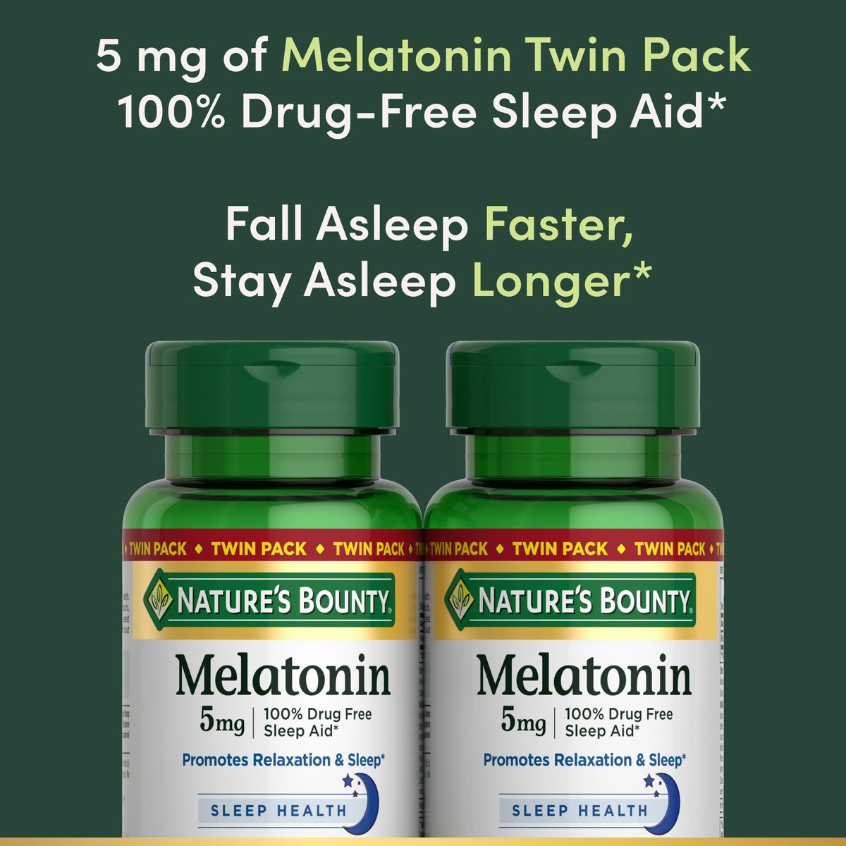 Nature's Bounty Melatonin 5 mg – 120 Weichkapseln, 4-Monats-Vorrat, Schlafhilfe, 100 % Arzneimittelfrei, Nahrungsergänzungsmittel zur Entspannung und Schlafgesundheit