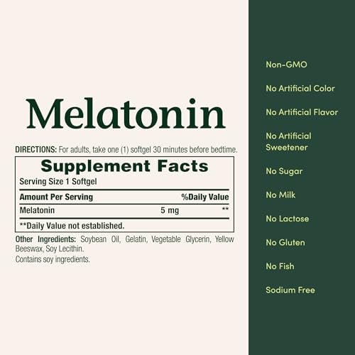 Nature's Bounty Melatonin 5 mg – 120 Weichkapseln, 4-Monats-Vorrat, Schlafhilfe, 100 % Arzneimittelfrei, Nahrungsergänzungsmittel zur Entspannung und Schlafgesundheit
