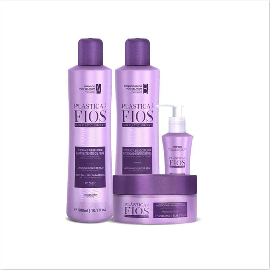 CADIVEU Home Care Line – Set mit 4 Produkten: Shampoo, Conditioner, Haarmaske & Primer für glattes Haar mit brasilianischem Keratin
