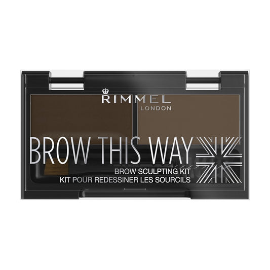 Rimmel Brow This Way Augenbrauen-Styling-Kit, Dunkelbraun, Puder 0,04 oz., Wachs 0,03 oz.