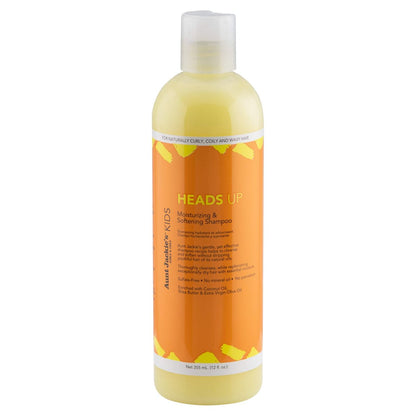 Aunt Jackie's Kids Heads Up Feuchtigkeitsspendendes und Haarweichmachendes Shampoo für natürlich lockiges, welliges und krauses Haar, 355 ml