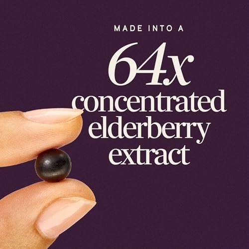 Nature's Way Sambucus Holunderbeeren Gummibärchen – Immununterstützung für Erwachsene & Kinder ab 4 Jahren mit Holunderextrakt, Vitamin C, Vitamin D3 und Zink, 60 Gummibärchen