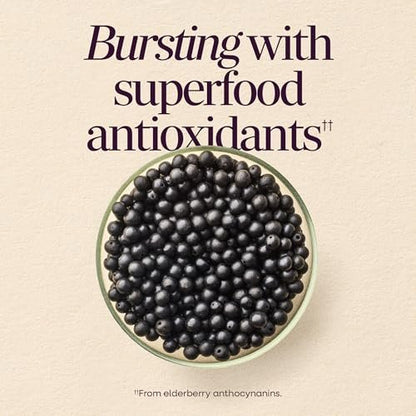 Nature's Way Sambucus Holunderbeeren Gummibärchen – Immununterstützung für Erwachsene & Kinder ab 4 Jahren mit Holunderextrakt, Vitamin C, Vitamin D3 und Zink, 60 Gummibärchen