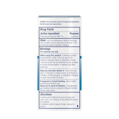Visine Trockene Augen Tropfen - Künstliche Tränen mit Polyethylenglykol zur Befeuchtung und Beruhigung gereizter, trockener und körniger Augen - 15 ml