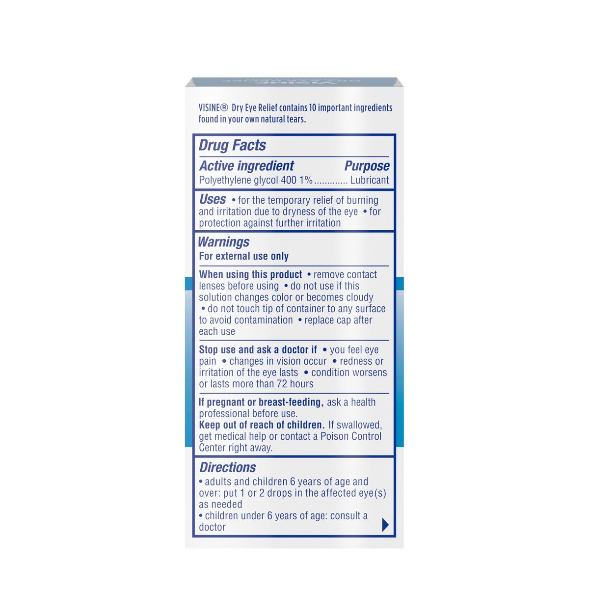 Visine Trockene Augen Augentropfen – Feuchtigkeitsspender & Linderung bei gereizten, trockenen Augen – Polyethylenglykol 400 – 2 x 15 ml