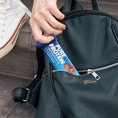 Pure Protein Chocolate Deluxe Proteinriegel – 21g Protein, 3g Zucker, 190 Kalorien (12er Pack) Zuckerarmer* High-Protein-Snack – Glutenfrei – Perfekt für einen gesunden Snack