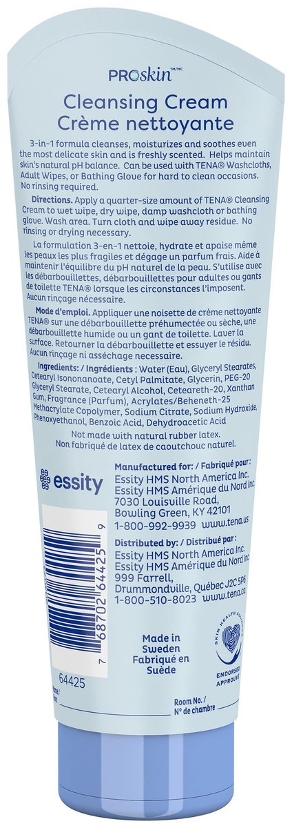 TENA ProSkin Reinigungscreme – Rinse-Free Body Wash Tube, milder Duft, 240 ml