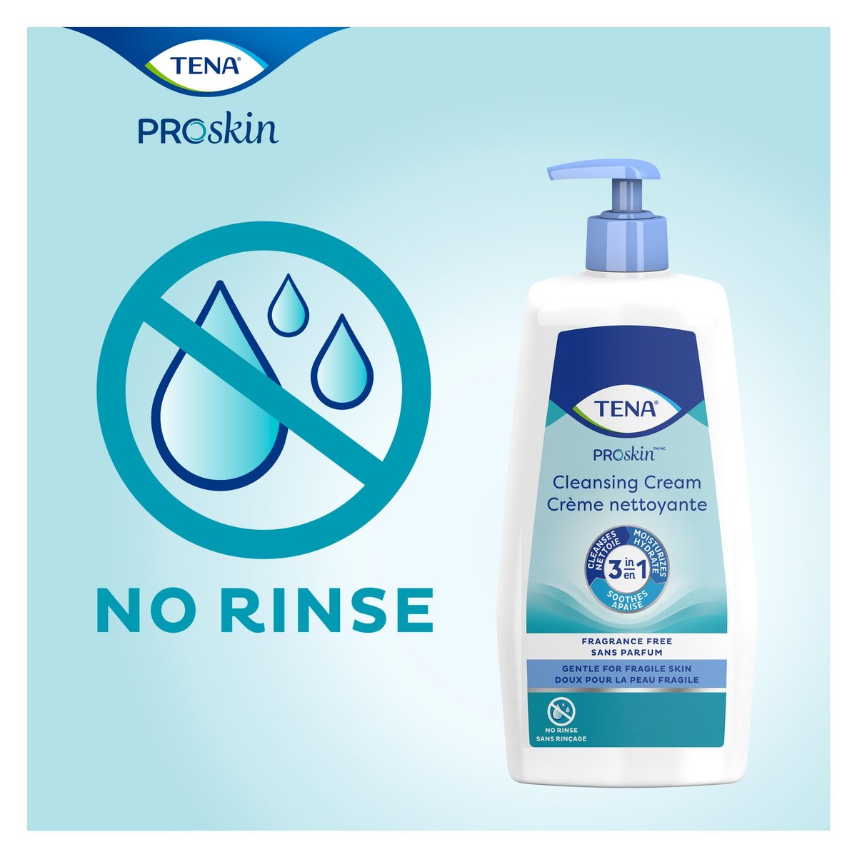 TENA ProSkin Reinigungscreme – Rinse-Free Body Wash Tube, milder Duft, 240 ml