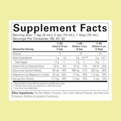 CHILDLIFE ESSENTIALS Flüssiges Kalzium für Kinder – Kalzium-, Magnesium-, Zink- und Vitamin-D3-Ergänzung mit Orangen-Geschmack, 473 ml (1 Packung)