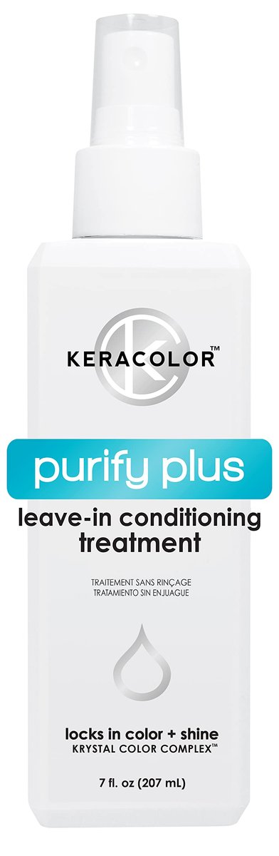 Keracolor Purify Plus Leave-In Conditioning Treatment für feines bis mittleres Haar, entwirrt, neutralisiert harte Mineralien, farbsicher, 207 ml