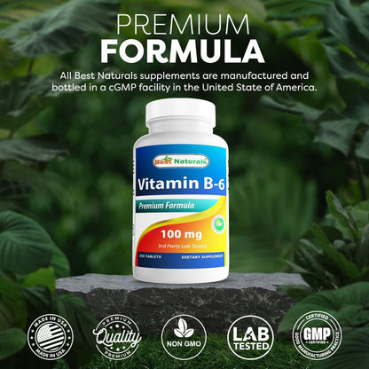 Best Naturals Vitamin B6 Tabletten, 100 mg, 250 Stück