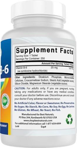 Best Naturals Vitamin B-6 25 mg Tabletten, 250 Stück