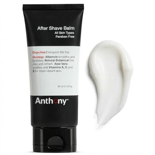 Anthony After Shave Balm für Männer – Kühlende & feuchtigkeitsspendende Lotion mit Vitamin A, C & E, Aloe Vera & Pflanzenextrakten, 89 ml – Beruhigt, pflegt & nährt die Haut nach der Rasur, reduziert Rasurbrand