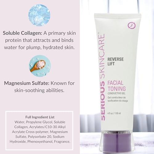 Collagen-basiertes leitfähiges Aktivatorgel für Mikrostrom-Gesichtsstraffung, Körperkonturierung und HF-Gesichtsgeräte – feuchtigkeitsspendende, nicht klebende Formel – leichtes Gleiten – Serious Skincare Reverse Lift 118 ml