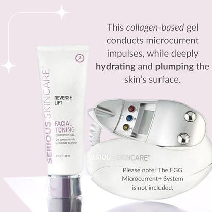 Collagen-basiertes leitfähiges Aktivatorgel für Mikrostrom-Gesichtsstraffung, Körperkonturierung und HF-Gesichtsgeräte – feuchtigkeitsspendende, nicht klebende Formel – leichtes Gleiten – Serious Skincare Reverse Lift 118 ml
