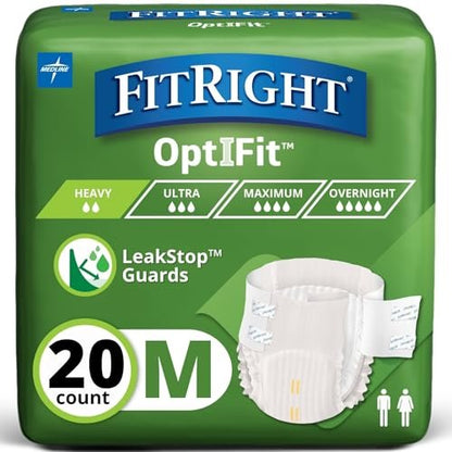 FitRight Erwachsenen-Inkontinenzhosen mit Klebelaschen, starke Saugfähigkeit, Medium, 32 bis 44 Zoll, 20 Stück