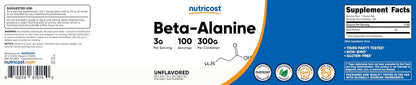 Nutricost Beta Alanin Pulver 300 g (10,7 oz) – 3 g pro Portion