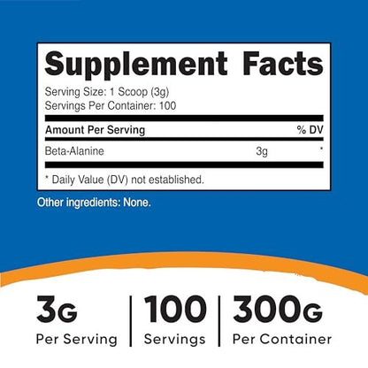 Nutricost Beta Alanin Pulver 300 g (10,7 oz) – 3 g pro Portion