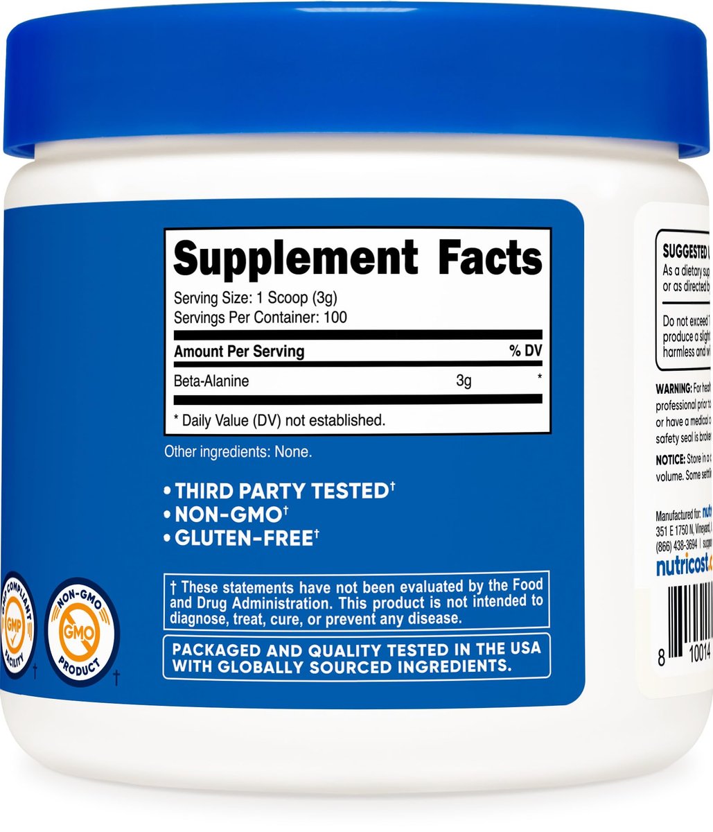 Nutricost Beta Alanin Pulver 300 g (10,7 oz) – 3 g pro Portion