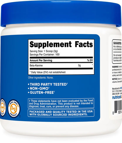 Nutricost Beta Alanin Pulver 300 g (10,7 oz) – 3 g pro Portion