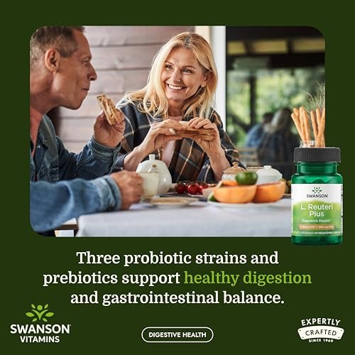 Swanson L. Reuteri Probiotikum Plus mit L. Rhamnosus, L. Acidophilus & FOS-Präbiotikum für gesundheitsbewusste Erwachsene - 7 Milliarden KBE (30 vegane Kapseln)