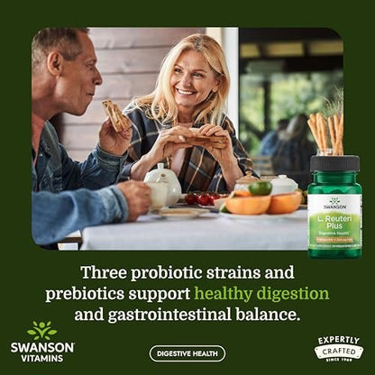 Swanson L. Reuteri Probiotikum Plus mit L. Rhamnosus, L. Acidophilus & FOS-Präbiotikum für gesundheitsbewusste Erwachsene - 7 Milliarden KBE (30 vegane Kapseln)