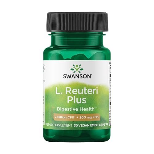 Swanson L. Reuteri Probiotikum Plus mit L. Rhamnosus, L. Acidophilus & FOS-Präbiotikum für gesundheitsbewusste Erwachsene - 7 Milliarden KBE (30 vegane Kapseln)