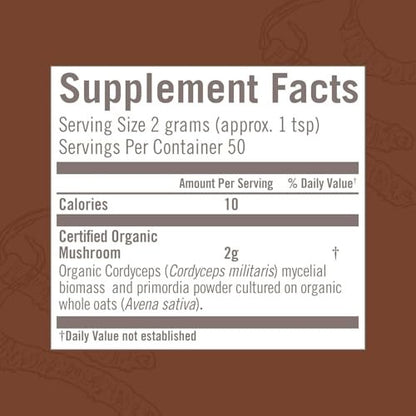 OM MUSHROOM SUPERFOOD Cordyceps Bio-Pulver – 3,5 Unzen (50 Portionen) – Unterstützt Energie, Kraft, Ausdauer und sportliche Leistung