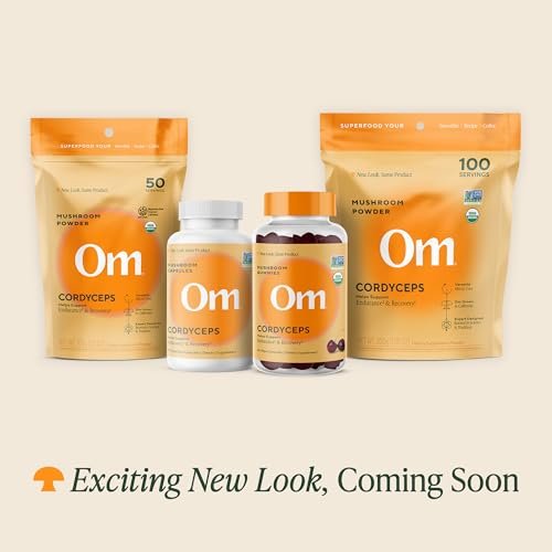 OM MUSHROOM SUPERFOOD Cordyceps Bio-Pulver – 3,5 Unzen (50 Portionen) – Unterstützt Energie, Kraft, Ausdauer und sportliche Leistung