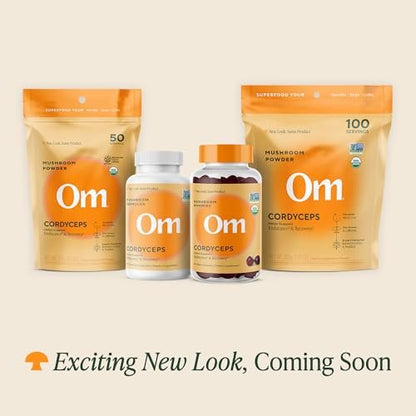 OM MUSHROOM SUPERFOOD Cordyceps Bio-Pulver – 3,5 Unzen (50 Portionen) – Unterstützt Energie, Kraft, Ausdauer und sportliche Leistung